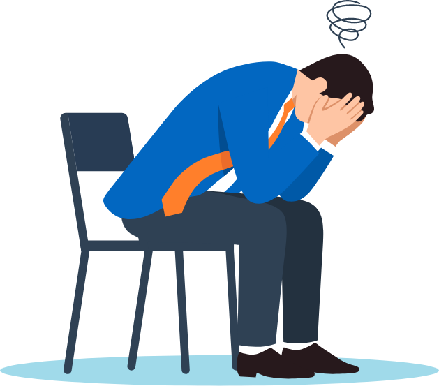 悩んでいる人物のイラスト